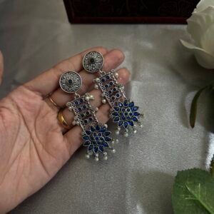 Oxidized heavy earrings(blue)