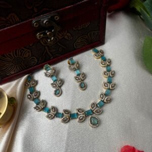 AD Necklace set ( sky blue)