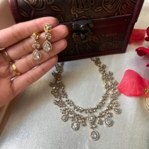 White American Diamond Necklace Set Combo